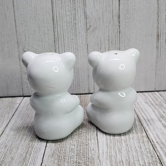 Vintage Loomco Salt and Pepper Shakers Teddy Bears Blue White 1992 - Picture 3 of 8
